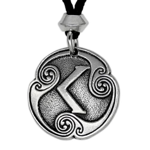 Kenaz Rune of Passion & Creativity Pendant Necklace - Pewter Norse Viking Amulet