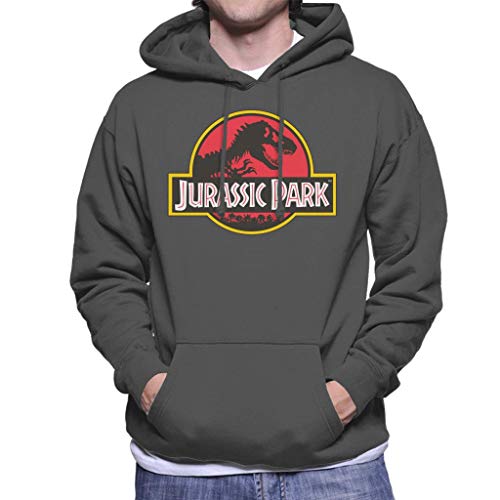 Image of Jurassic Park Classic Logo Men's Hooded Sweatshirt Charcoal