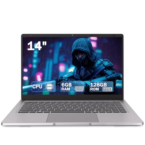 PINSTONE - Ordenador portátil de 14 pulgadas Celeron N4000 6+128GB SSD Soporte expansible 2.4G+5G Dual WiFi Bluetooth 5 HDMI 1366 x 768 Ratón y membrana de teclado AZERTY - Plata