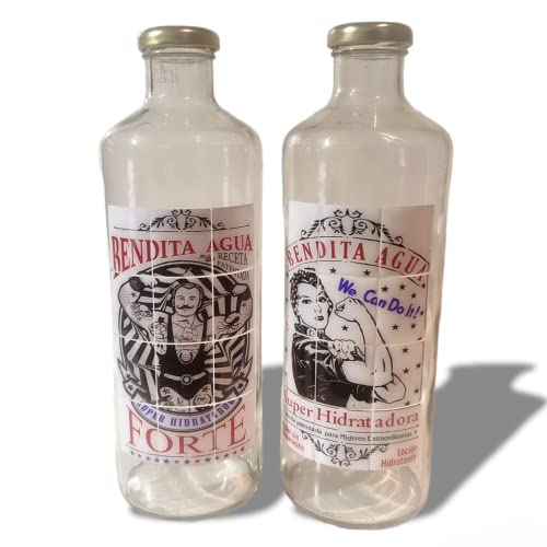 Lot de 2 bouteilles en verre avec bouchon à vis, motifs inspirants, idéales pour hydratation quotidienne et utilisation multifonctionnelle 1 l