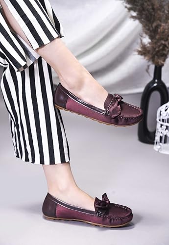 Image of JM LOOKS Women's Loafers with Bow Detail | Stylish Slip-On Flats for Daily Comfort and Stylish