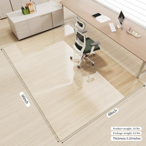 Image of [Tempered Glass] 48 inch x 66 inch Glass Office Chair Mat for Carpet