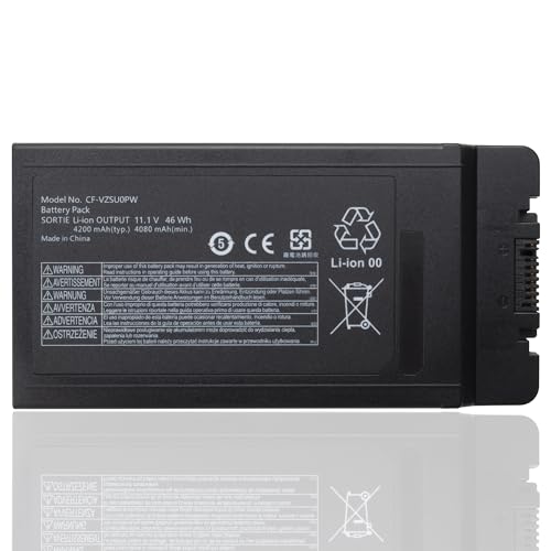 CF-VZSU0PR CF-VZSU0PW Battery for Panasonic Toughbook CF54 CF-54 Mk1 Mk2 Mk3 Series 54 Gloved Multi Touch,54 Lite, 54 Performance, 54 Prime CF-54F9001KM CF-VZSU0GW CF-VZSU0KR 11.1V 46Wh/4200mAh/6-Cell