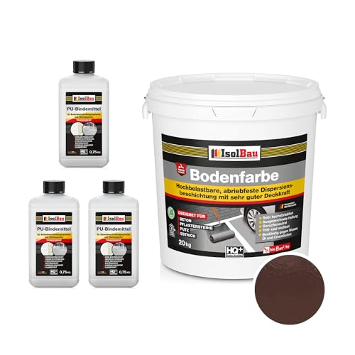 Isolbau - 2K PU-Bodenbeschichtung für Innen- und Außenböden - Bodenfarbe Braun mit PU-Bindemittel für Garagen, Werkstätten, Kellern - Garagenboden-Beschichtung - Betonfarbe 4kg