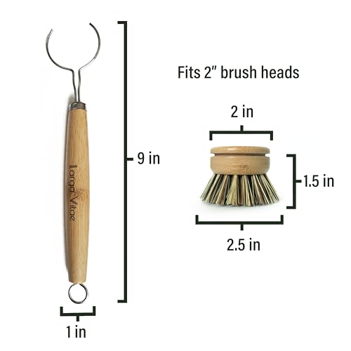 Image of Bamboo Thick Dish Brush Handle 3-Pack | Fits Tampico, Palm, Sisal & Natural Fiber Heads | Plastic-Free, Biodegradable | Zero Waste Kitchen Scrubber Replacement Handle
