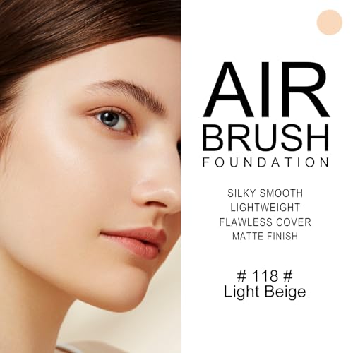 AirBrush Foundation Spray, Flawless Full Coverage Foundation Makeup, Smooth Creamy Finish, Durable Lightweight Breathable Foundation for Mature Skin-#118 Light Beige – Bild 5