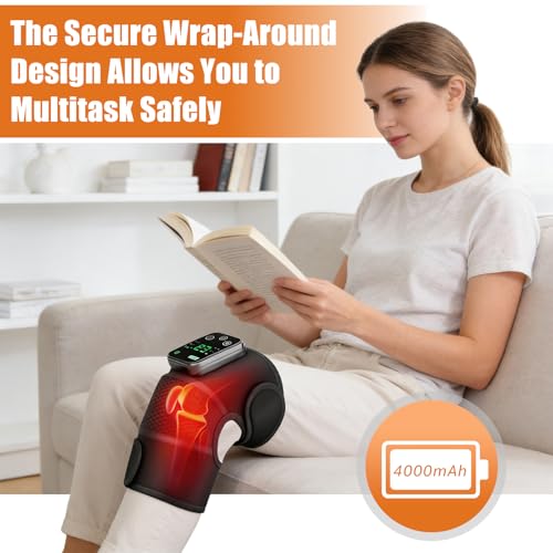 Turmegtt Heated Knee Support for Arthritis, 3-Intensity Vibration Heat Knee Massager with Temperature Control for Pain Relief, 3-in-1 Joint Brace Pain Relief for Elbow and Shoulder as Well (Black) - Image 5