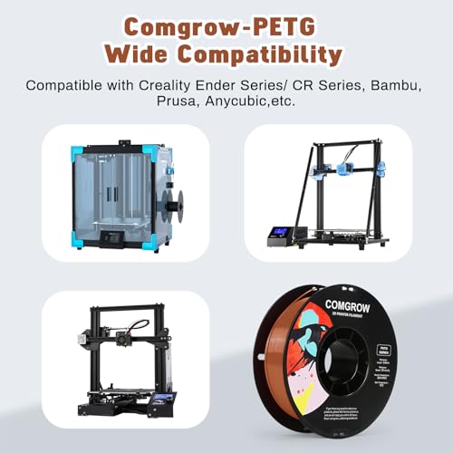 Image of Comgrow PETG 3D Printer Filament 1.75mm, High Precision and Tough 3D Printer Filament 1kg (2.2LBS), Dimensional Accuracy + /- 0.02 mm, Fit Most 3D Printers Brown
