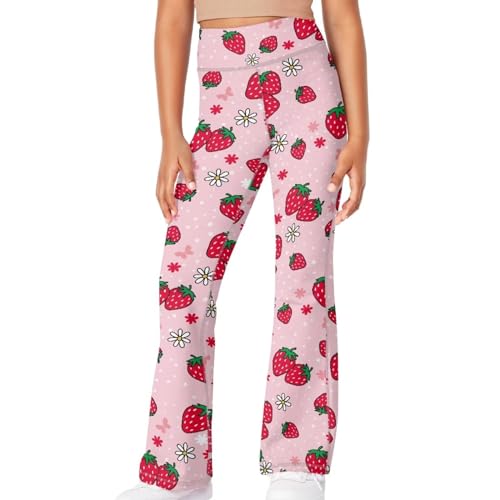 Image of Girls Leggings Floral Print High-Waisted Flared Pants 5-14 Years