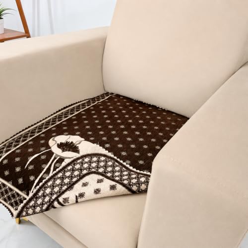 Image of Homerz Premium Chenille Fabric Sofa Cover | Soft, Durable & Dustproof | Decorative Couch Cover (Florida Coffee, 1 Seater, Only Seat Cover)