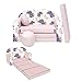 Nino - Sofá convertible cama infantil con puf y cojín Oeko-TEX de unicornios, color rosa
