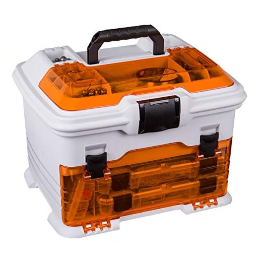 Flambeau Outdoors T4P Pro Multiloader Tackle Box - Portable Fishing Lure Organizer Station With Zerust Anti-RustTechnology, Includes 5 Removable Tuff Tainer Tackle Boxes, White/Orange