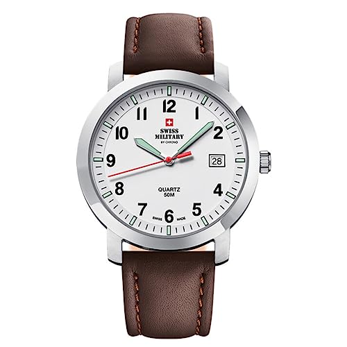 Montre homme Swiss Military SM34083.11 en acier et cuir marron