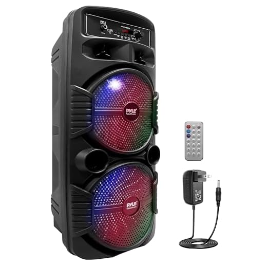Pyle Portable Bluetooth PA Speaker System - 600W Rechargeable Outdoor Bluetooth Speaker Portable PA System w/ Dual 8” Subwoofer 1” Tweeter, Microphone In, Party Lights, USB, Radio, Remote - PPHP2835B