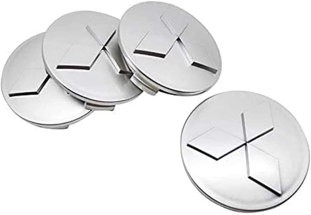 4pcs Car Wheel Hub Center Caps Cover for Mitsubishi ASX Outlander Lancer Pajero Eclipse 60mm Wheel Metal Emblem Badge Logo Rims Center Cap Covers Exterior Decorations Accessories