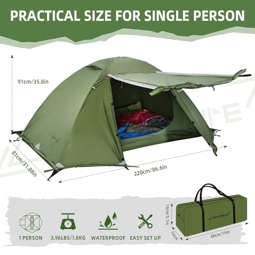 Image of Clostnature Lightweight Backpacking Tent - 1 /2 Person 4 Season Ultralight Waterproof Camping Tent, Large Size Easy Setup Tent for Winter, Cold Weather, Family, Outdoor, Hiking and Mountaineering