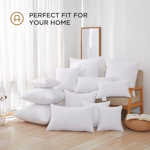 Acanva Alternative Throw Pillow Inserts, Fluffy Euro Sham Stuffer Cushion for Indoor Decorative, Sofa, Couch, Chair and Bed, 12x20 Inch (Pack of 2), White 2 Count
