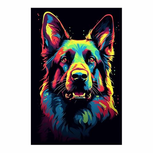 Décoration murale grand format pour grand mur vide salon portrait chien costume vintage 70x100