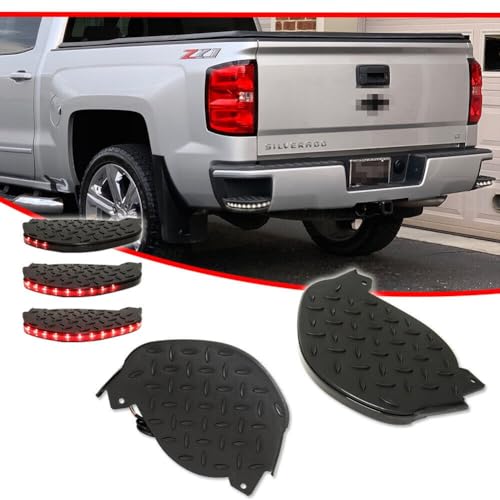 Wajir 2X Rear Bumper Step Corner Insert Pad Lights 2014-2019 2015-2019 for GMC,for Chevy ??50,000 Hrs-Lifespan Red&White-Light DIY-Bulb Shape Code Textured Black-Housing 2-Number of Bulbs WJR1803