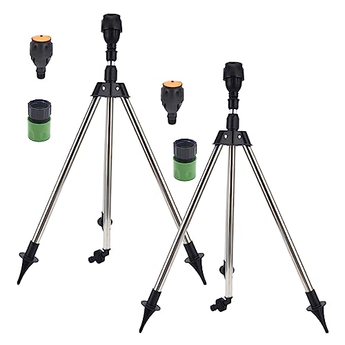 Upgraded Automatic Rotating Tripod Sprinkler, Stainless Steel Rotary Irrigation Tripod Telescopic Support Sprinkler With 360 Degree Large Area Coverage, Watering Sprinklers For Lawn Yard Garden (A2) #TOP3