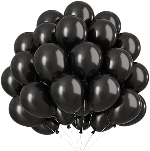 Balloons Black Gold, 60 Packs 12 Inch Metallic Chrome Gold Black Latex Balloons with Gold Confetti Balloon for Men Women Birthday Wedding Baby Shower Anniversary New Year NYE Decorations