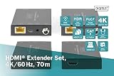 DIGITUS HDMI Przedłużacz - Nadajnik i Odbiornik - HDMI 2.0 - zasięg do 70m - UltraHD 4K/60Hz - Loop Out - HDCP 2.2, HDR, PoC, EDID - kabel sieciowy CAT 5e i wyższy