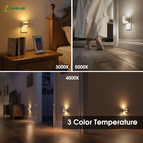 Image of L LOHAS LED Night Light, 3CCT Bubble Night Lights Plug into Wall,4 Pack 3000K /4000k /5000K Adjustable Night Light,Dimmable Nightlights with Dusk to Dawn Sensor for Rooms Bathroom Hallway