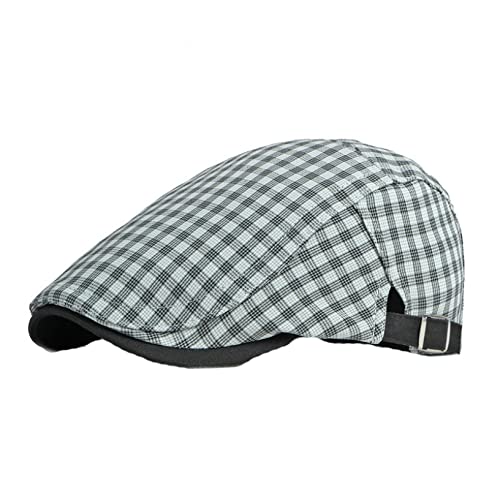 Spring Summer Autumn Winter Joker Cotton Plaid Newsboy Caps Men Flat Peaked Cap Women's Painter Berets Auburn #TOP3