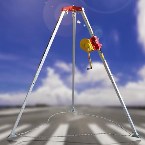 Genérico Trípode de Rescate de Emergencia de 3 Puntos para Espacios confinados, Equipo de Seguridad de Aluminio con Cable de 30 m y Soporte para Patas, Ideal para Operaciones de Rescate en pozos, ALC