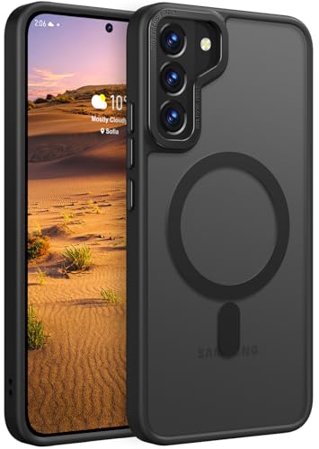 Rayboen for Samsung Galaxy S22 Plus Case Magnetic, [Compatible with Magsafe] Protective Slim Fit Skin Feel Phone Cover for Samsung S22 Plus 5G with Translucent Hard Back & Soft Edge, Matte Black