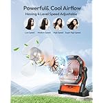Camping Fan 27000mAh with LED Lantern - Cordless Portable Fan 8 inch USB C Battery Operated Rechargeable Powered Ventilador with Hanging Hook - 270° Rotating 4 Speed Personal Fa n for Travel Camping - Image 5