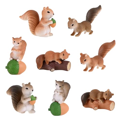 8 Stück Eichhörnchen Deko Tortendeko Tiere Squirrel Cake Topper Eichhörnchen Figur Geeignet für Kindergeburtstage und Partys