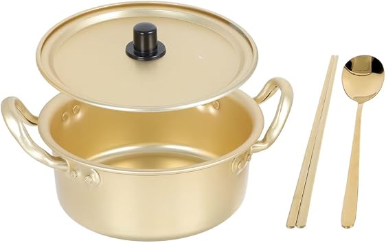 Cookware 1 Set Binaural Aluminum Noodles Pot Heat-Resistant Ramen Pan for Kitchen Korean Soup Pot Instant Noodles Pot Small Hotpot
