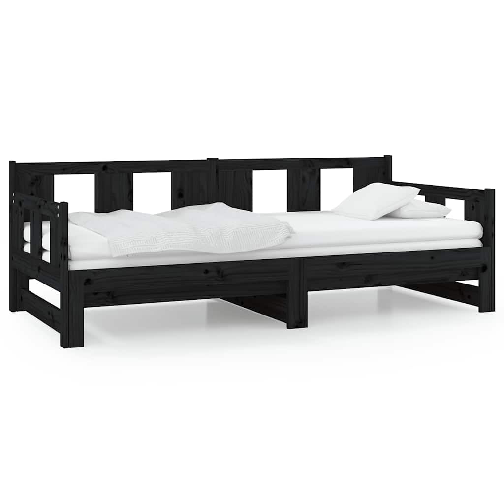 Pin Massif Convertible gigogne Noir 80x200 cm