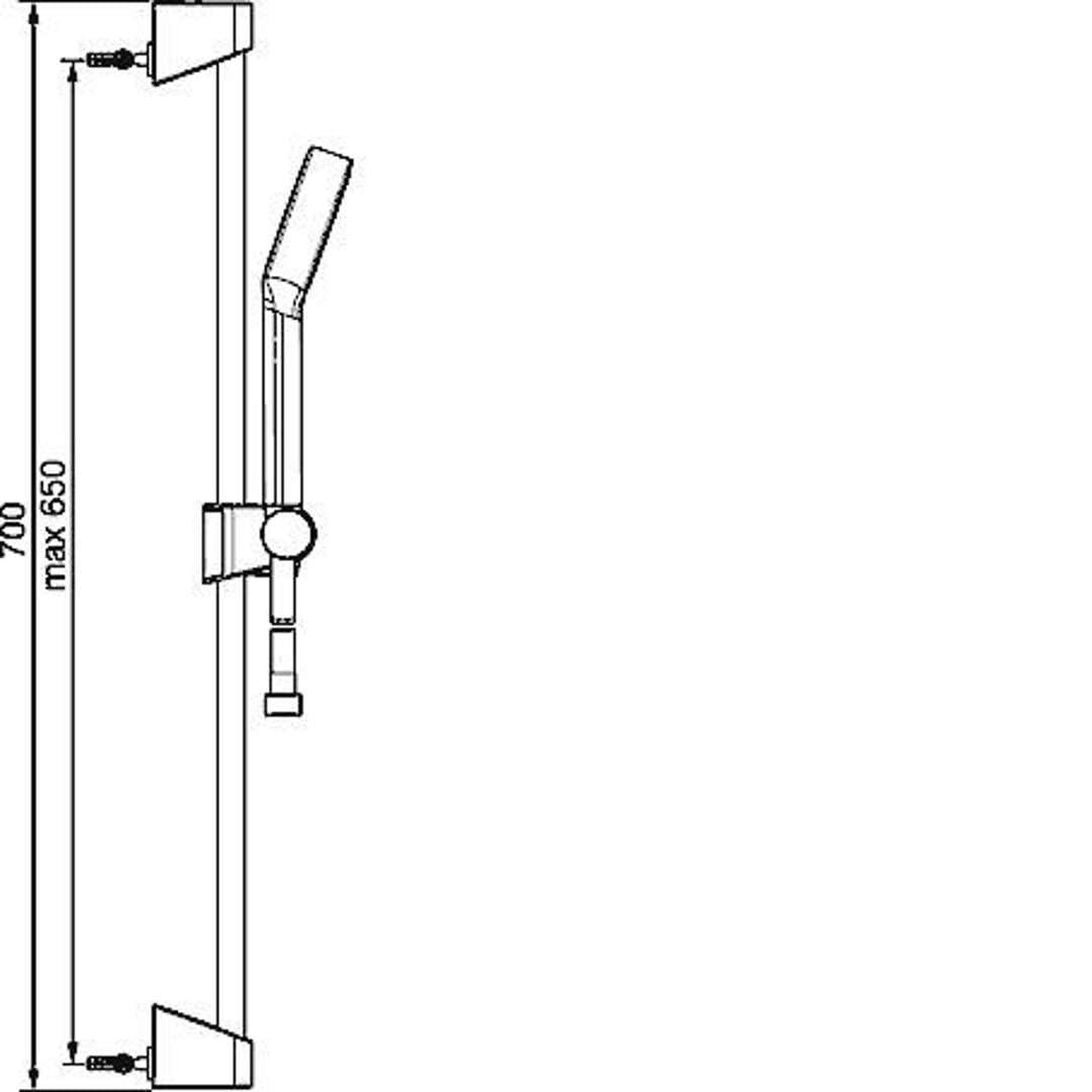 Hansa 44780213 Set Basicjet Parete, Kit di Montaggio, doccetta, Flessibile | Asta 650 mm, Diametro Testa Ø 95 mm, 1 Getto, Tubo Doccia: 1750 mm, Cromo