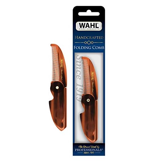Wahl Beard & Mustache Folding Comb for Men's Grooming - Handcrafted & Hand Cut with Cellulose Acetate - Smooth, Rounded Tapered Teeth - Model 3326