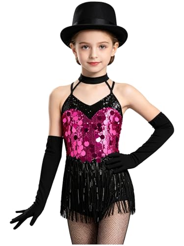 Justaucorps enfant fille tenue danse latine juste au corps avec jupe franges