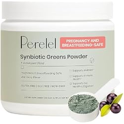 Perelel Synbiotic Greens Powder, Superfood Blend with Fruits, Vegetables, Probiotics, Fiber, Spirulina & Chlorella, Daily Greens Supplement, Soy & Gluten Free, Non GMO, Acai Berry Flavor, 30 Servings
