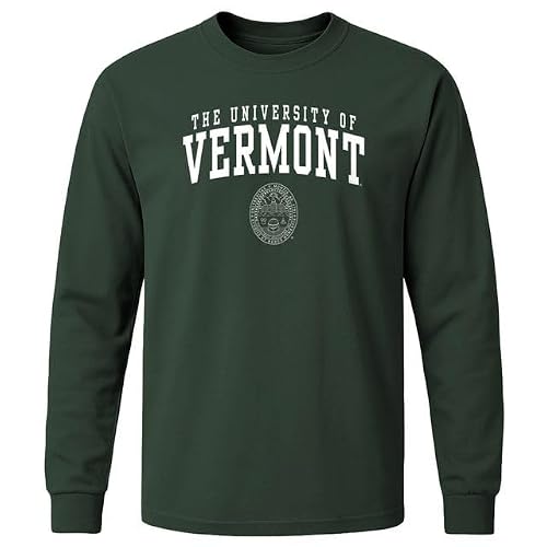Barnesmith University of Vermont Catamounts Long Sleeve Adult Unisex T-Shirt, Heritage, Hunter Green, Large