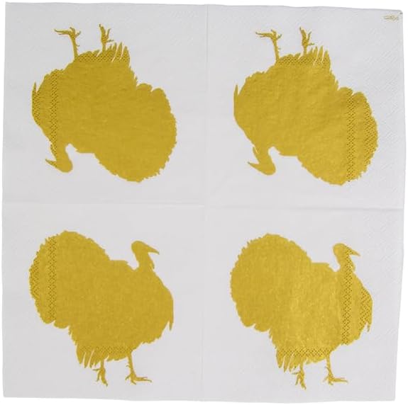 Caspari Turkey Fan Paper Cocktail Napkins, 20 Per Package