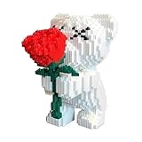 Ce set de blocs de construction à thème amoureux met en scène un adorable ours tenant des roses, avec un artisanat captivant pour un cadeau impressionnant ou une décoration charmante lors de toute célébration.