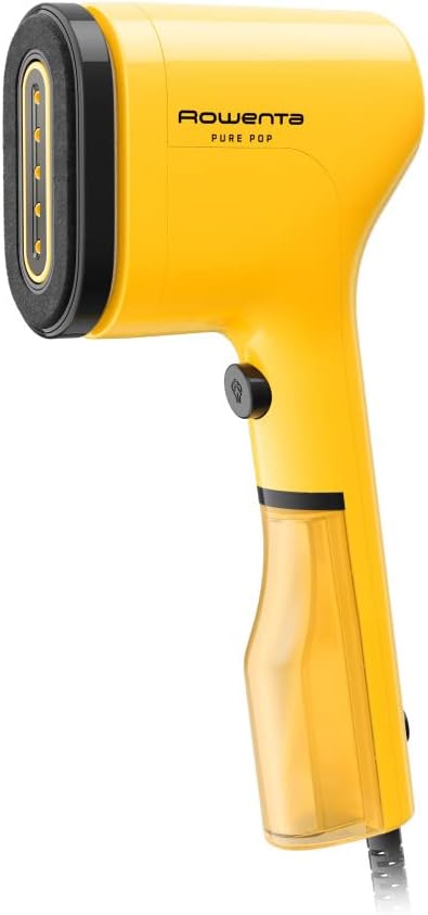 Rowenta PurePop Handheld Steamer for Clothes 1.5Lbs 15 Second Heatup, 2.3 Oz Capacity 1150 Watts Portable, Ironing, Fabric Steamer, Garment Steamer, Vacation Essentials, Travel Must Have Yellow DR2026