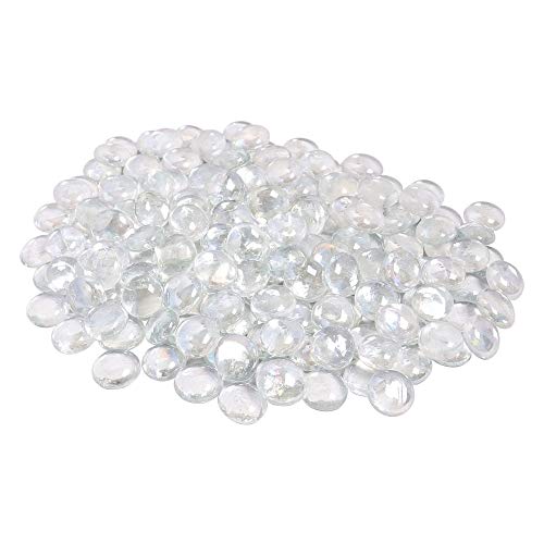 Neez Ciottoli di vetro pepite gemme rotonde decorative per vasi d'acquario casa (Ciottoli trasparenti-200pezzi/1kg)