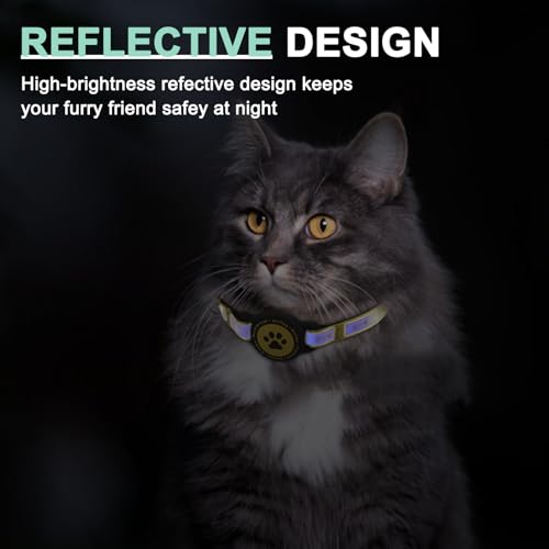 image for Furrigo Airtag Cat Collar Breakaway, Reflective Kitten Collar with App