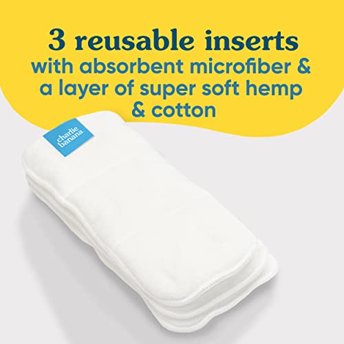 Charlie Banana Baby Super Absorbent Deluxe Reusable and Washable Hemp and Cotton Inserts for Cloth Diapers, One Size, 3 Pack