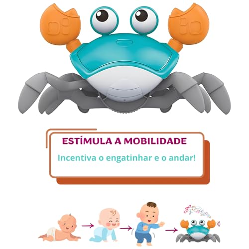 Pega Caranguejo Fujão Brinquedo Interativo Com Sensor de Obstáculo e Musical Educativo Infantil Bebê
