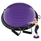 DrfzCa Balance Ball Trainer-Half Ball for Yoga with Resistance Band and Foot Pump, Improve Workout Half Balance Ball,Exercise Balance Ball for Stability Training and Home Gym