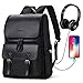 Produktbild Rucksack Herren, Bageek PU Leder Rucksack Schwarz mit USB-Schnittstelle Rucksack Männer Wasserdicht Daypack 15,6 Laptop Rucksack Uni