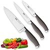 Taylors Eye Witness Syracuse Keukenmes 3 stuks Set – Paring 9 cm/3,5 “, Chefs 15 cm/6 ” & Cooks All Purpose 13cm/5″ Snijrand. Ultra Fijn, scheermes scherp lemmet. Zacht getextureerd grijs handvat tactiele grip.