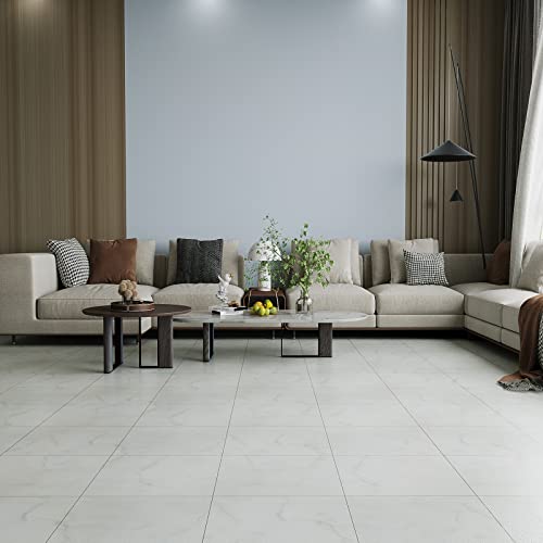 Veelike 12 Pack Offwhite Marble Peel And Stick Floor Tile 12''X12'' Vinyl Floor Tiles Stick On Tiles For Floor Waterproof Self Adhesive Vinyl Flooring Sticker Removable For Bathroom Kitchen Bedroom #TOP2